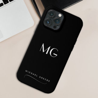 Mit Monogramm Schwarz Minimalistisch mit Name Case-Mate iPhone Hülle
