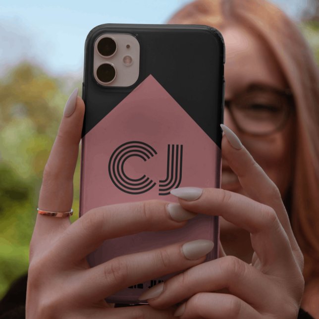 mit Monogramm schwarz-rosa Initialen Case-Mate iPhone Hülle (Von Creator hochgeladen)