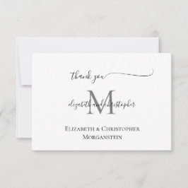 Mit Monogramm Schwarz-Script-Hochzeit Dankeskarte