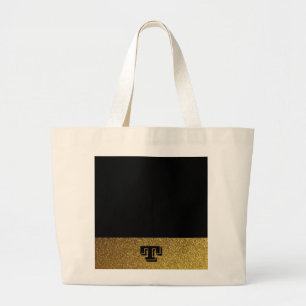 Mit Monogramm Schwarz und Gold Jumbo Stoffbeutel