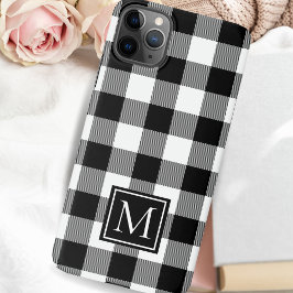 Mit Monogramm Schwarz-Weiß-Buffalo Kariert iPhone 11Pro Max Hülle