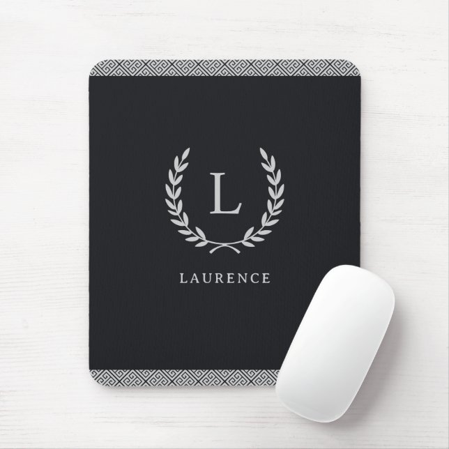 Mit Monogramm Schwarz-Weiß-Grenze Mousepad (Mit Mouse)