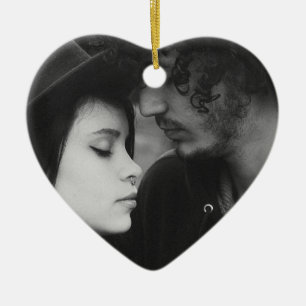 Mit Monogramm Schwarz-Weiß-Herz Keramik Ornament