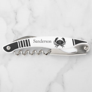 Mit Monogramm Schwarz-Weiß-Krebse Kellnermesser