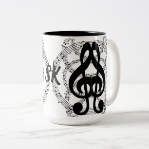 Mit Monogramm Schwarz-Weiß-Spiegelbildmusik 2 Zweifarbige Tasse