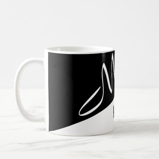 mit Monogramm Schwarz-Weiß-Split-Skript Kaffeetasse (Links)