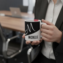 mit Monogramm Schwarz-Weiß-Split-Skript