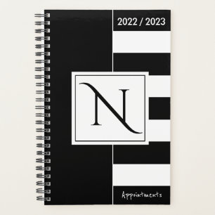 Mit Monogramm Schwarz-Weiß-Streifen Planer