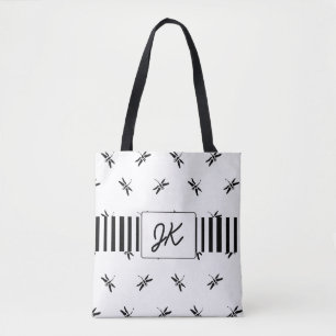 mit Monogramm Schwarz-Weiß-Tasche