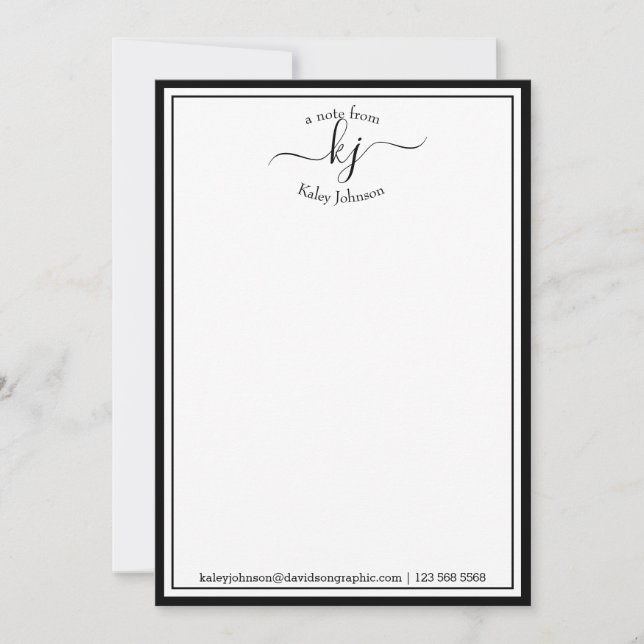 Mit Monogramm Schwarz-weiß vom Schreibtisch der Ka Dankeskarte (Vorderseite)