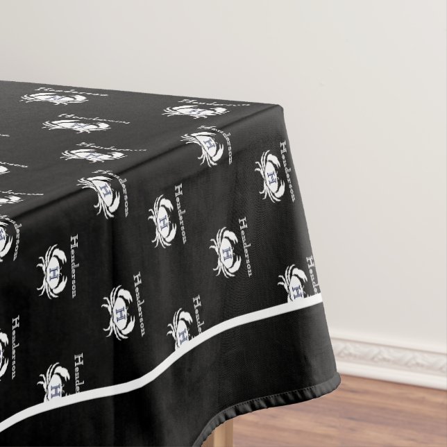 Mit Monogramm Schwarz-weiße Crab-Küste Tischdecke (Beispiel)