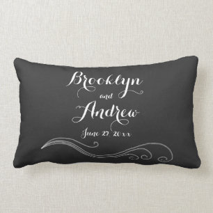 Mit Monogramm Schwarz-weiße Hochzeitskissen Lendenkissen