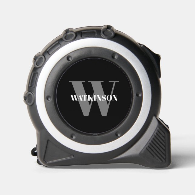 Mit Monogramm, Schwarz-weißer Name Erstmoderne Maßband (Vorderseite)
