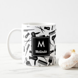 Mit Monogramm Schwarz-weißes Haarmuster Kaffeetasse
