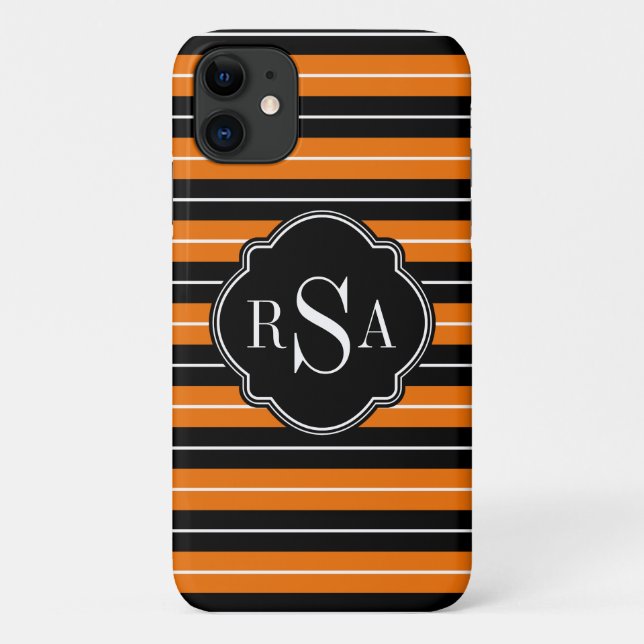 Mit Monogramm Schwarz-weißes Orangenmuster Case-Mate iPhone Hülle (Rückseite)
