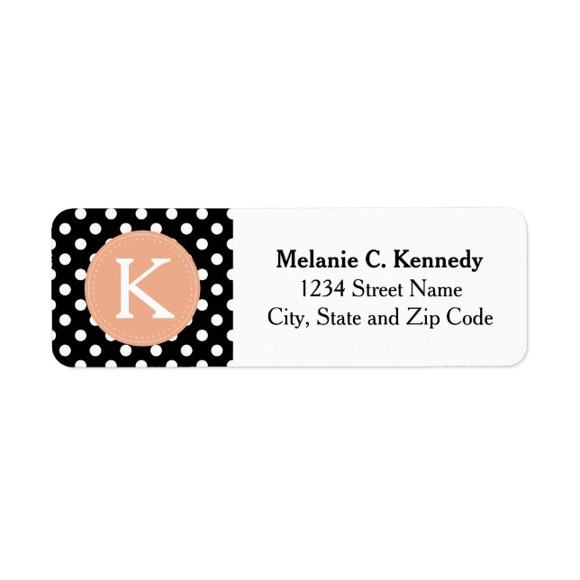 Mit Monogramm Schwarz-weißes Polka Dot Muster (Vorne)