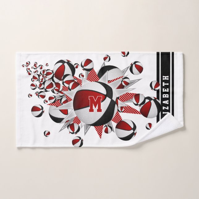 mit Monogramm schwarze Basketball-Stars Handtuch (Handtuch)