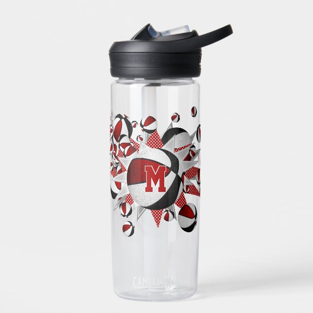 mit Monogramm schwarze Basketball-Stars Trinkflasche (Links)