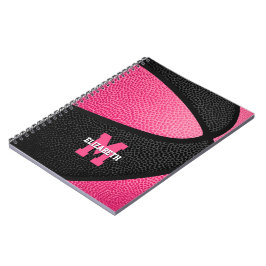 mit Monogramm schwarze Basketballmädchen Notizblock