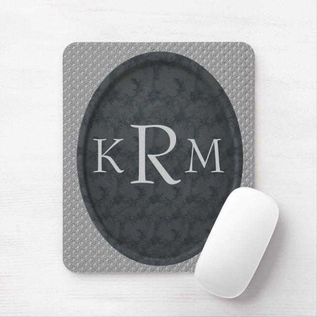 Mit Monogramm Schwarze Flora-Mousepad Mousepad (Mit Mouse)