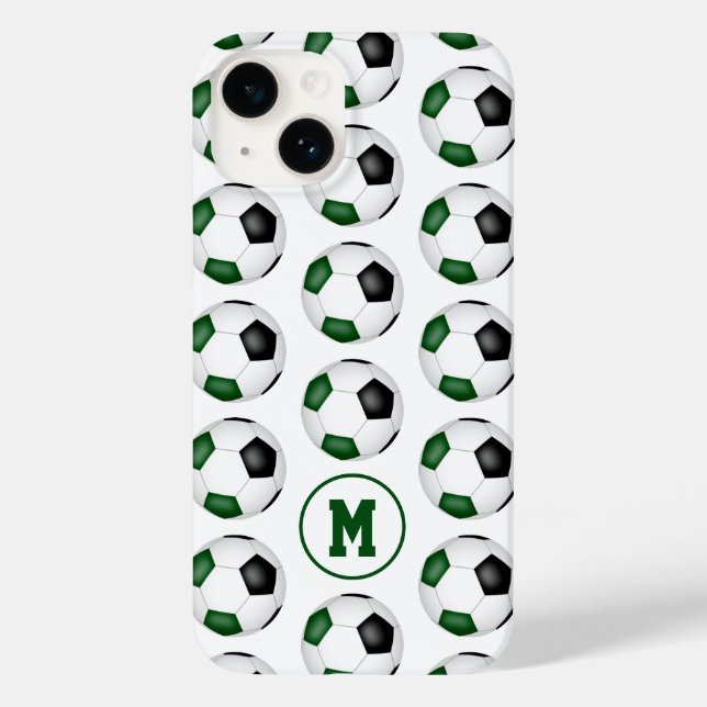 mit Monogramm schwarze Fußbälle Case-Mate iPhone Hülle (Rückseite)