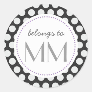 Mit Monogramm schwarze und weiße Punkte - DIY-Tags Runder Aufkleber