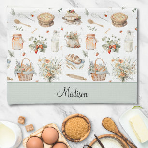 Mit Monogramm schwarzes Erdbeerland Geschirrtuch