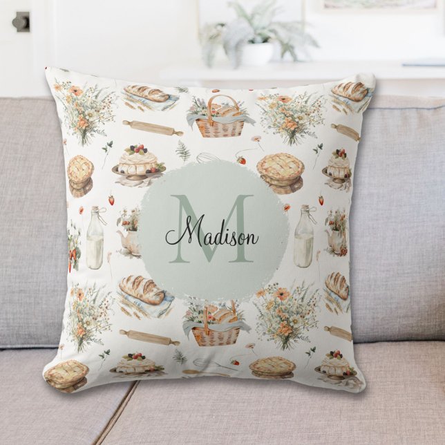 Mit Monogramm schwarzes Erdbeerland Kissen (In situ)