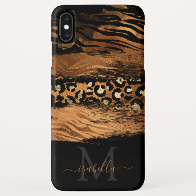 Mit Monogramm Schwarzes Gold-Script-Kupfer Case-Mate iPhone Hülle (Rückseite)