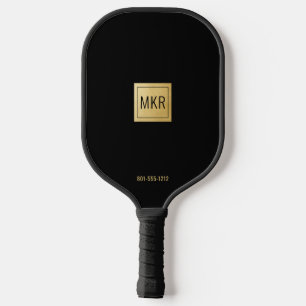 Mit Monogramm Schwarzes Quadrat Pickleball Schläger