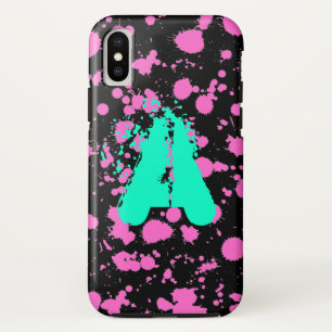 Mit Monogramm Schwarzes und Fuschia iPhone X Hülle