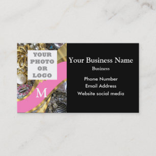 Mit Monogramm Schwarzes und Goldschmuck und -logo Visitenkarte