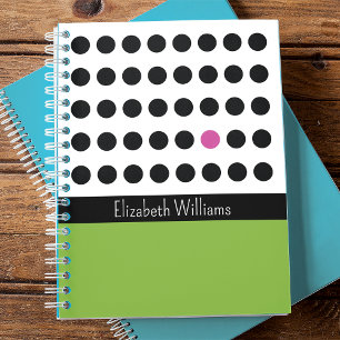 Mit Monogramm schwarzrosa Punkte Notizblock