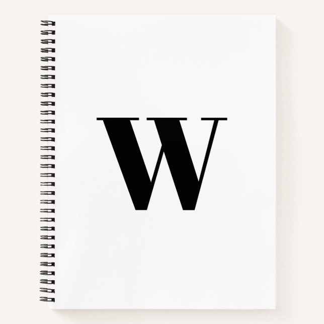 Mit Monogramm Schwarzweiß-Erstelegung Notizbuch (Vorderseite)