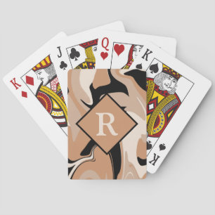 Mit Monogramm Schwarzweißcreme-Marmor Swirl-Muster Spielkarten