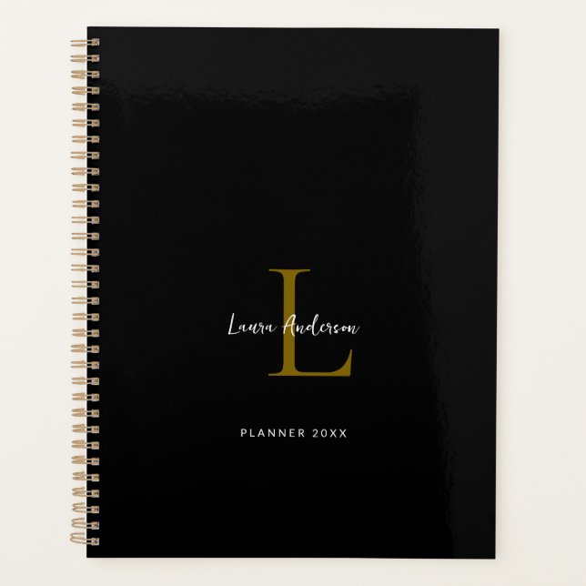 Mit Monogramm Schwarzweißplaner Planer (Vorderseite)