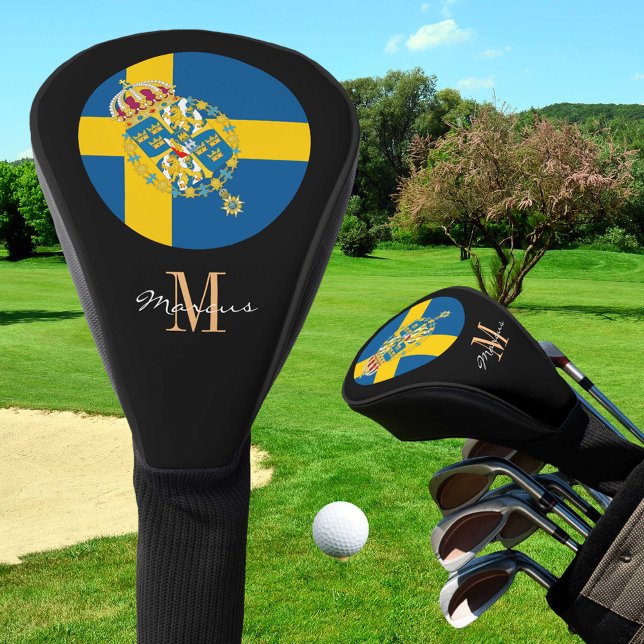 Mit Monogramm & Schweden Flag Golf Clubs Covers Headcover (Von Creator hochgeladen)