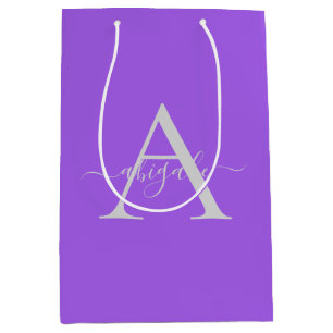 Mit Monogramm Script Amethyst   Minimalistisches E Mittlere Geschenktüte
