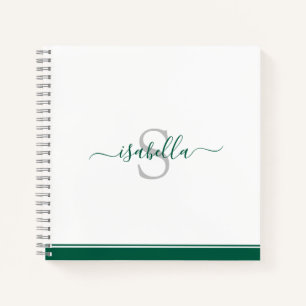 Mit Monogramm Script Emerald Green Notizbuch