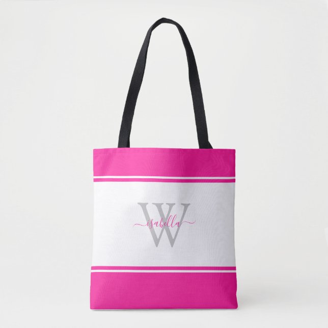 Mit Monogramm Script Initial Magenta Hot Pink (Vorderseite)
