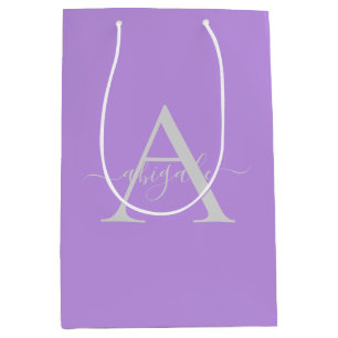 Mit Monogramm Script-Lavender Minimalistisches E Mittlere Geschenktüte