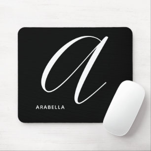 Mit Monogramm Script Letter A Black & White Mousepad