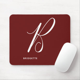 Mit Monogramm Script Letter B Autumn Red Mousepad