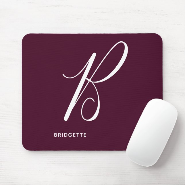 Mit Monogramm Script Letter B Burgundy Mousepad (Mit Mouse)