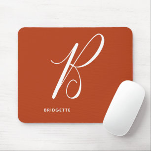 Mit Monogramm Script Letter B Burnt Orange Mousepad