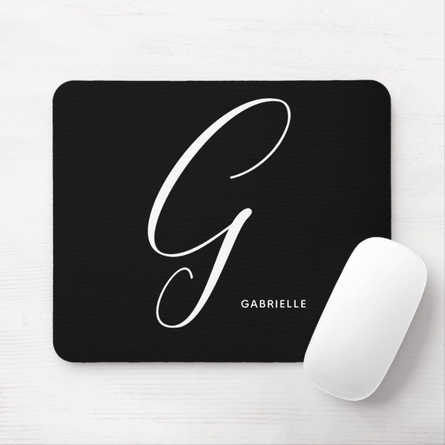 Mit Monogramm Script Letter G Black & White Mousepad (Mit Mouse)