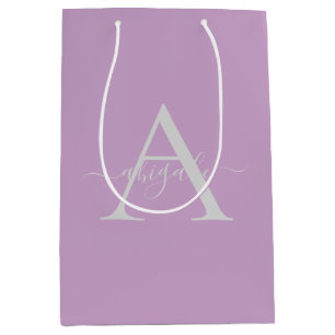 Mit Monogramm Script Lilac Minimalistisches Eleg Mittlere Geschenktüte