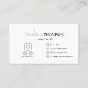 Mit Monogramm Script Typografie Blassgrau QR-Code Visitenkarte