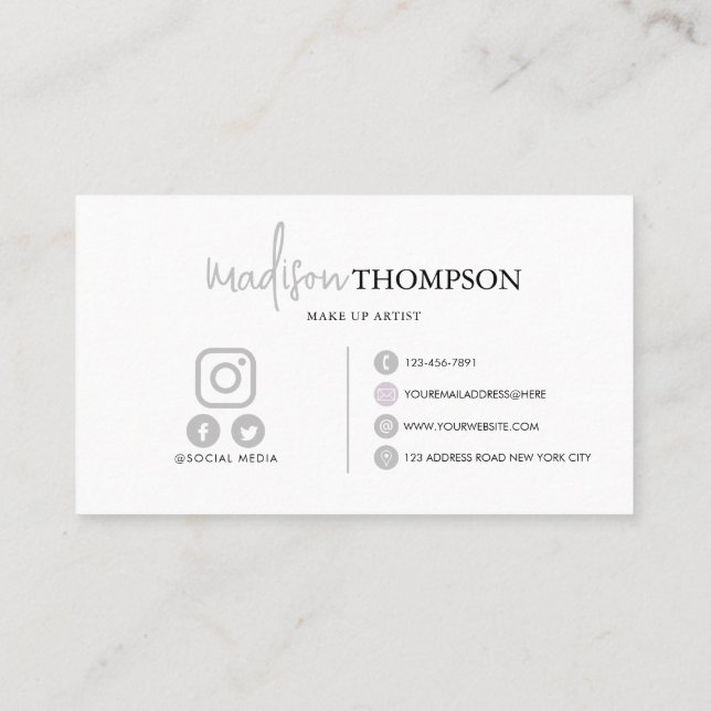 Mit Monogramm Script Typografie Blassgrau QR-Code Visitenkarte (Rückseite)