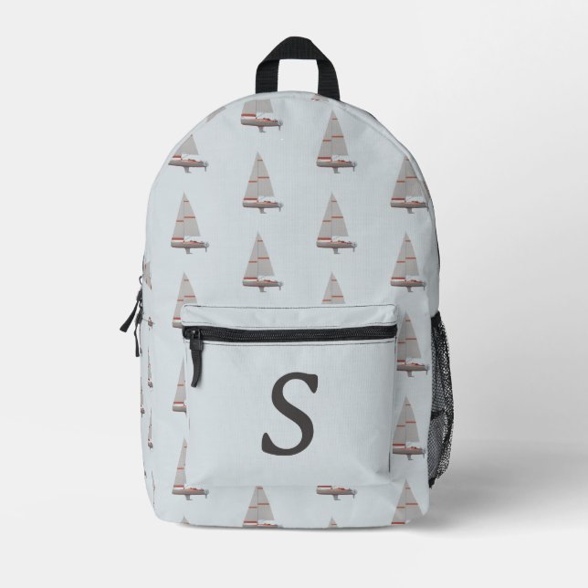 Mit Monogramm Segelboot Gedruckter Rucksack (Vorderseite)